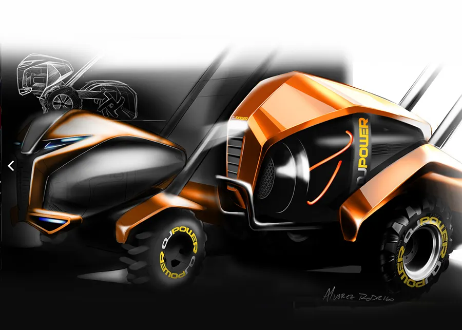 Sketch of an orange portable generator